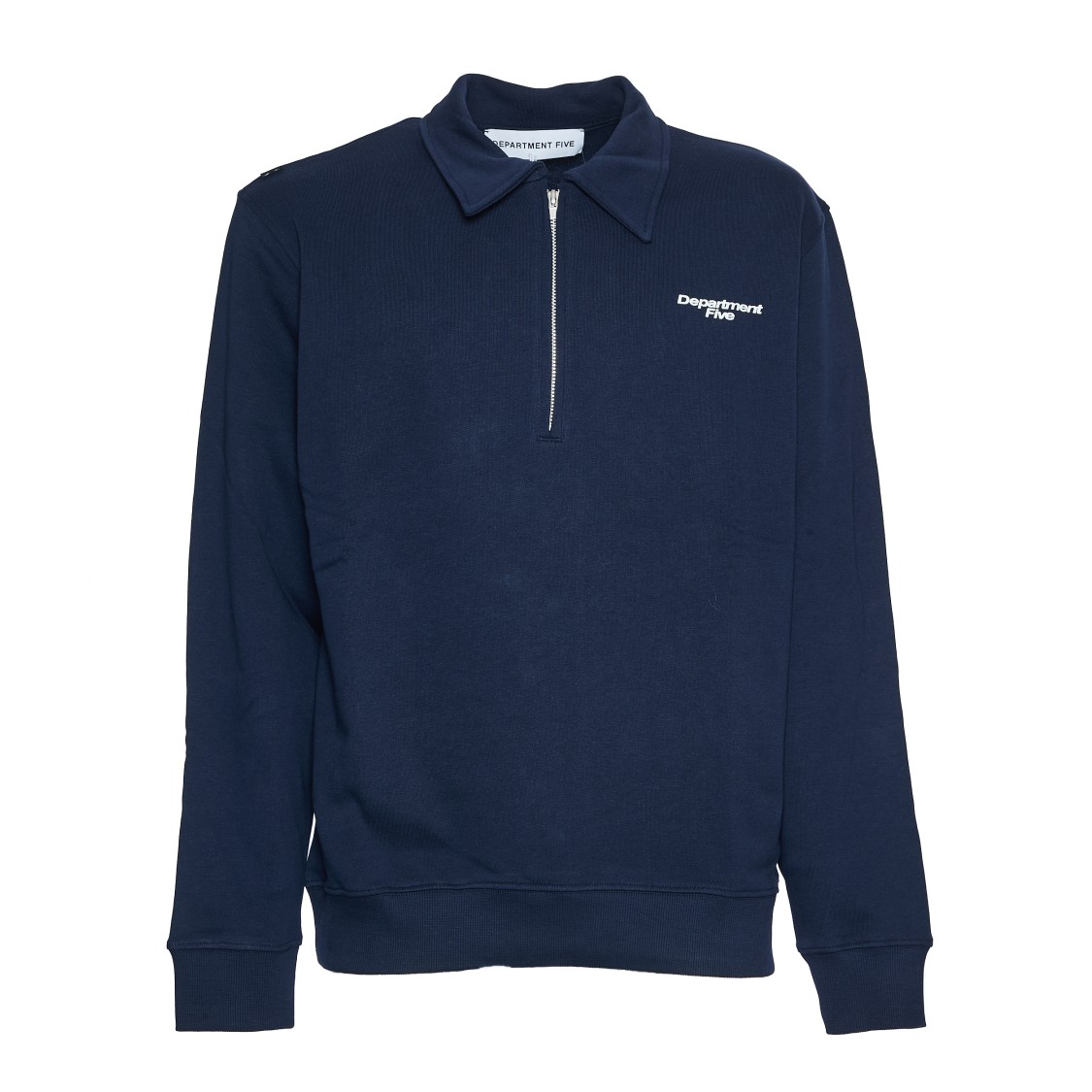Department Five Polo Collar Pullover With Half-zip Closure In Blue