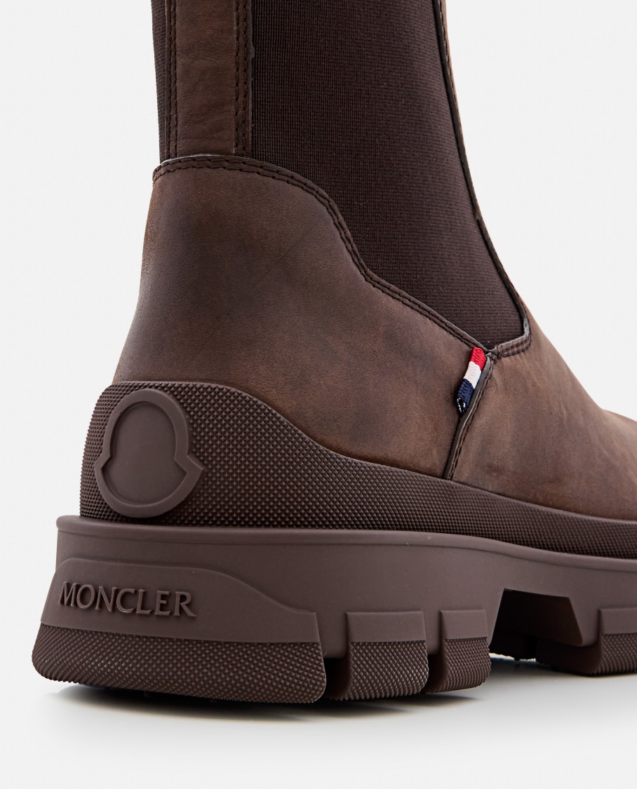 Shop Moncler Hevea Chelsea Ankle Boots In Brown