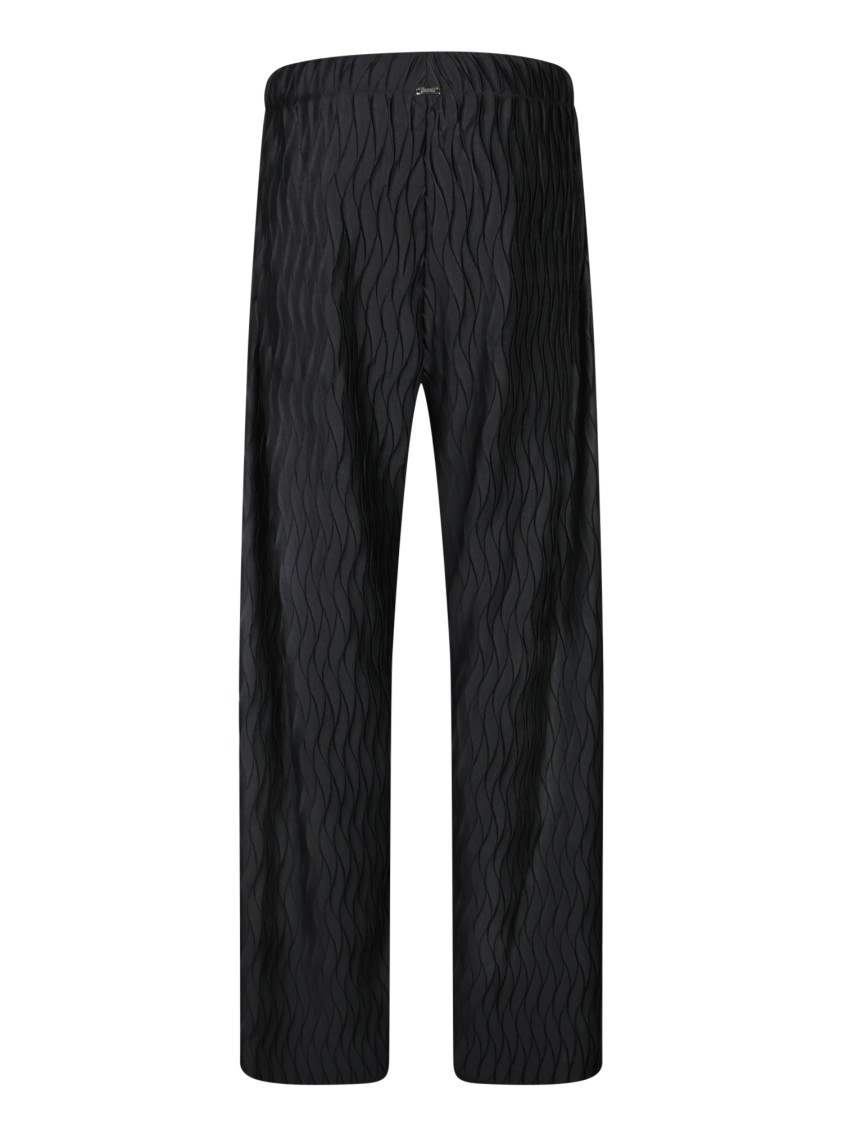 Herno Black Trousers With Wavy Pattern And Drawstring Waist