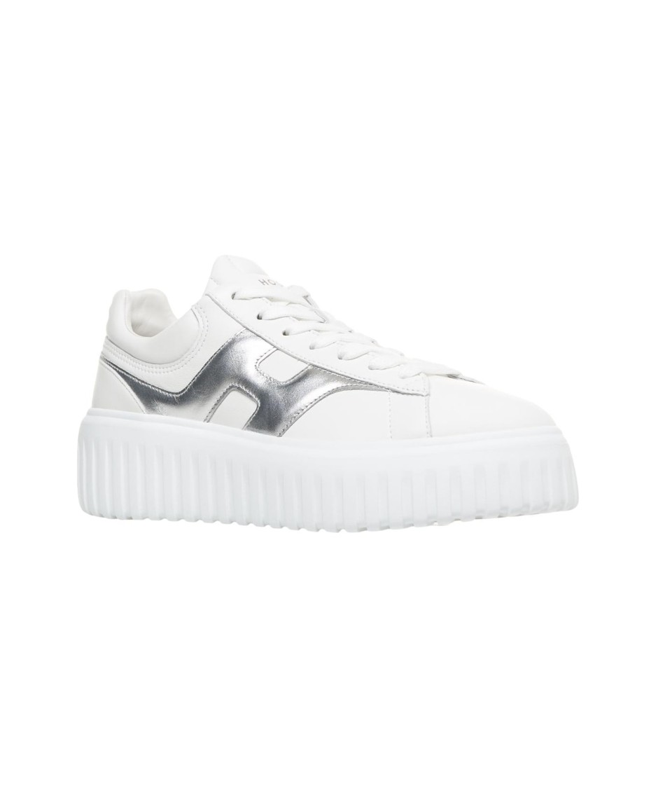 Hogan H-stripes Leather Sneakers In White