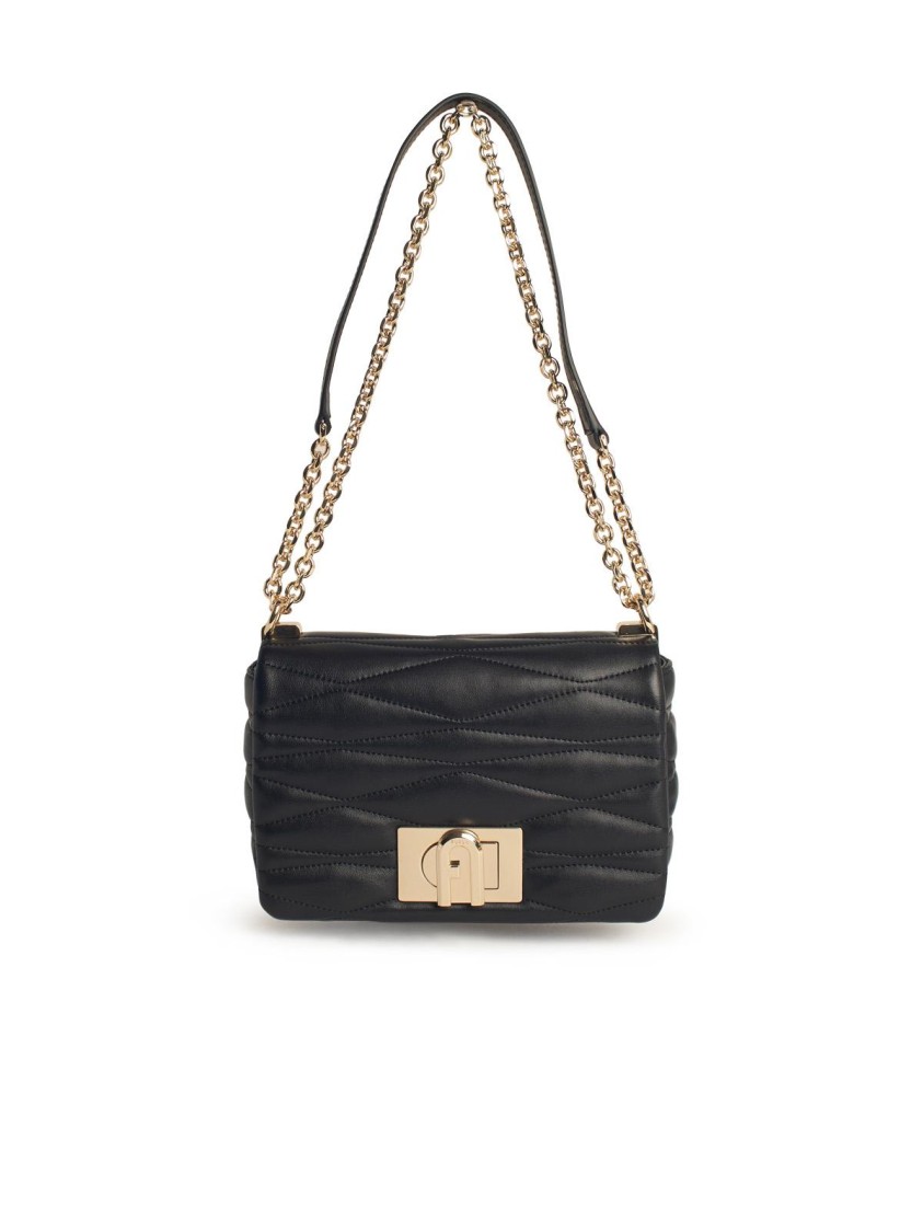 Shop Furla 1927' Small Black Leather Crossbody Bag