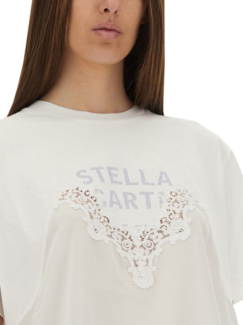Stella Mccartney Relaxed-fit T-shirt With Lace Insert In White