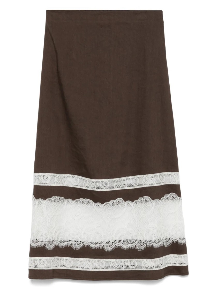 Lorena Antoniazzi Midirock Mit Spitzendetail In Brown