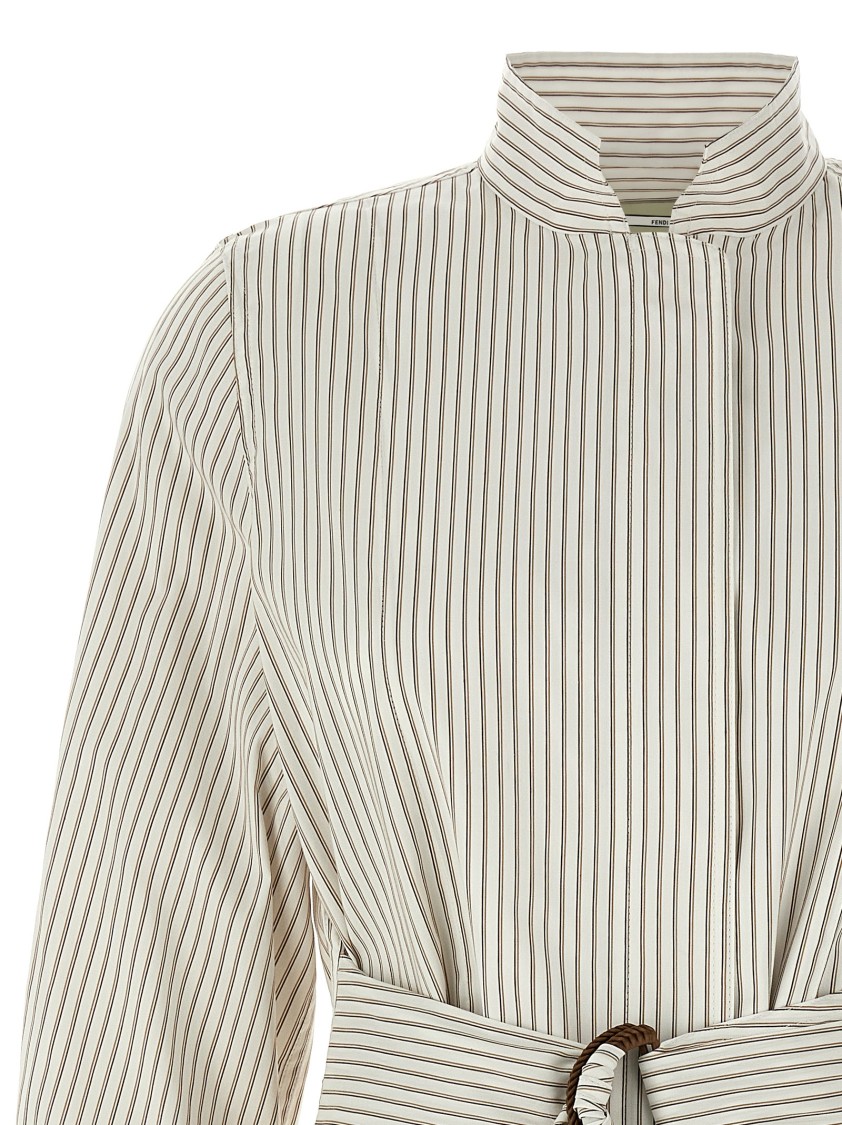 Fendi Contrasting Striped Cotton-silk Blouson In Neutral