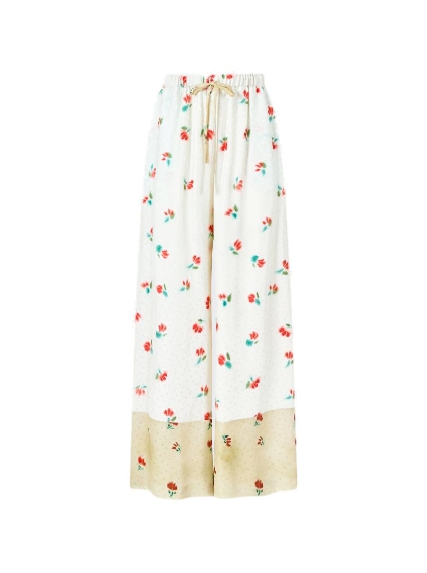 Rosie Assoulin Relaxed Fit Trousers In Tuplid Jacquard With Floral Pattern