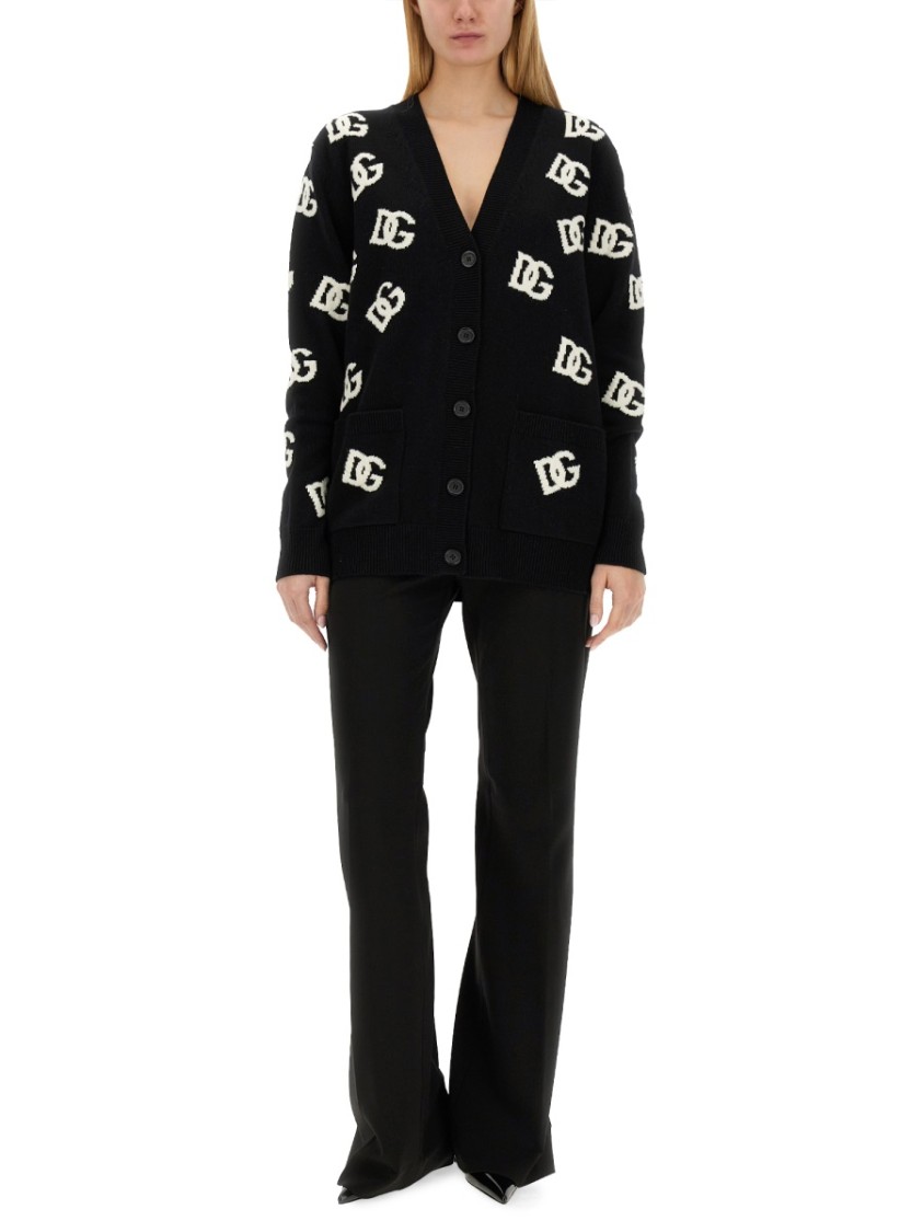 Dolce & Gabbana Flare Leg Trousers With Pockets And Belt Loops In Black