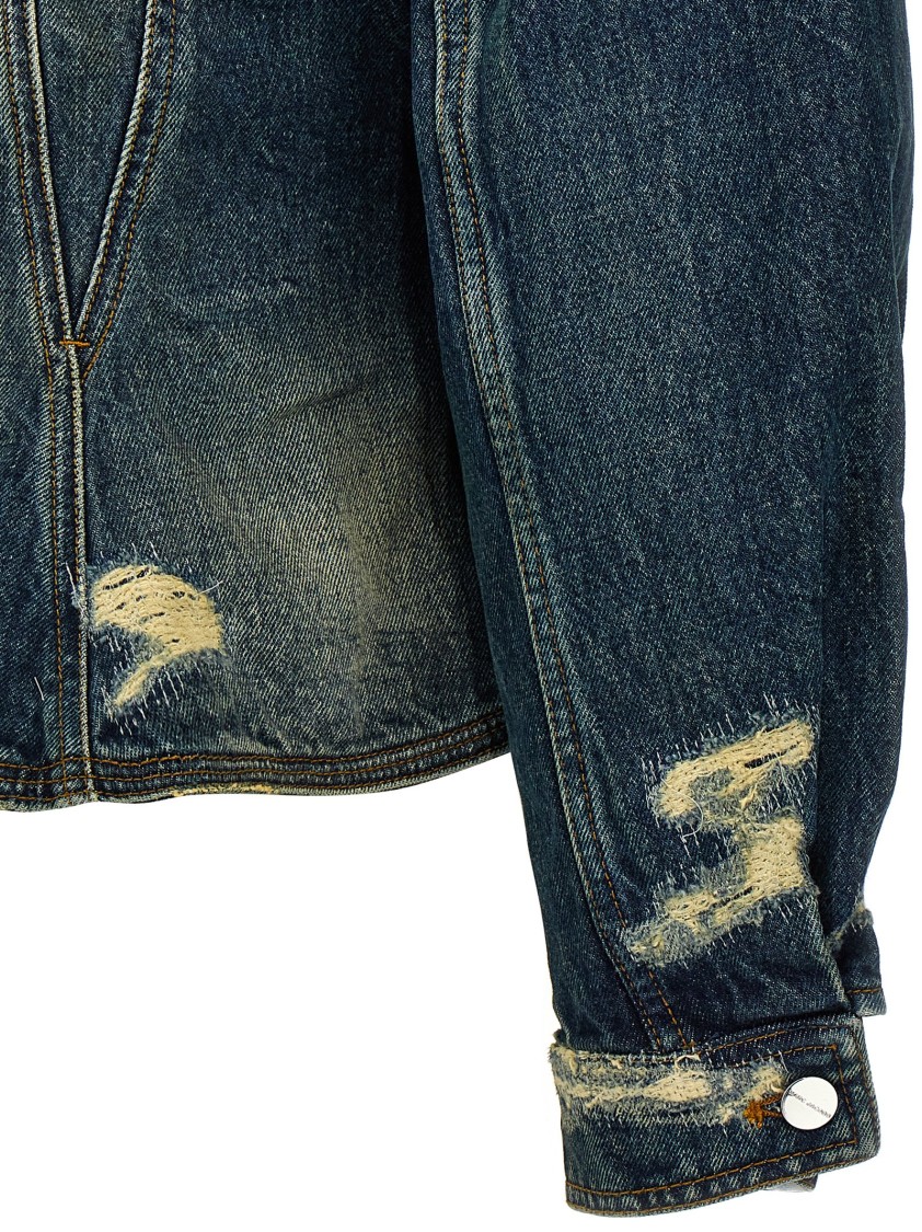 Marc Jacobs Distressed Denim Jacket In Blue