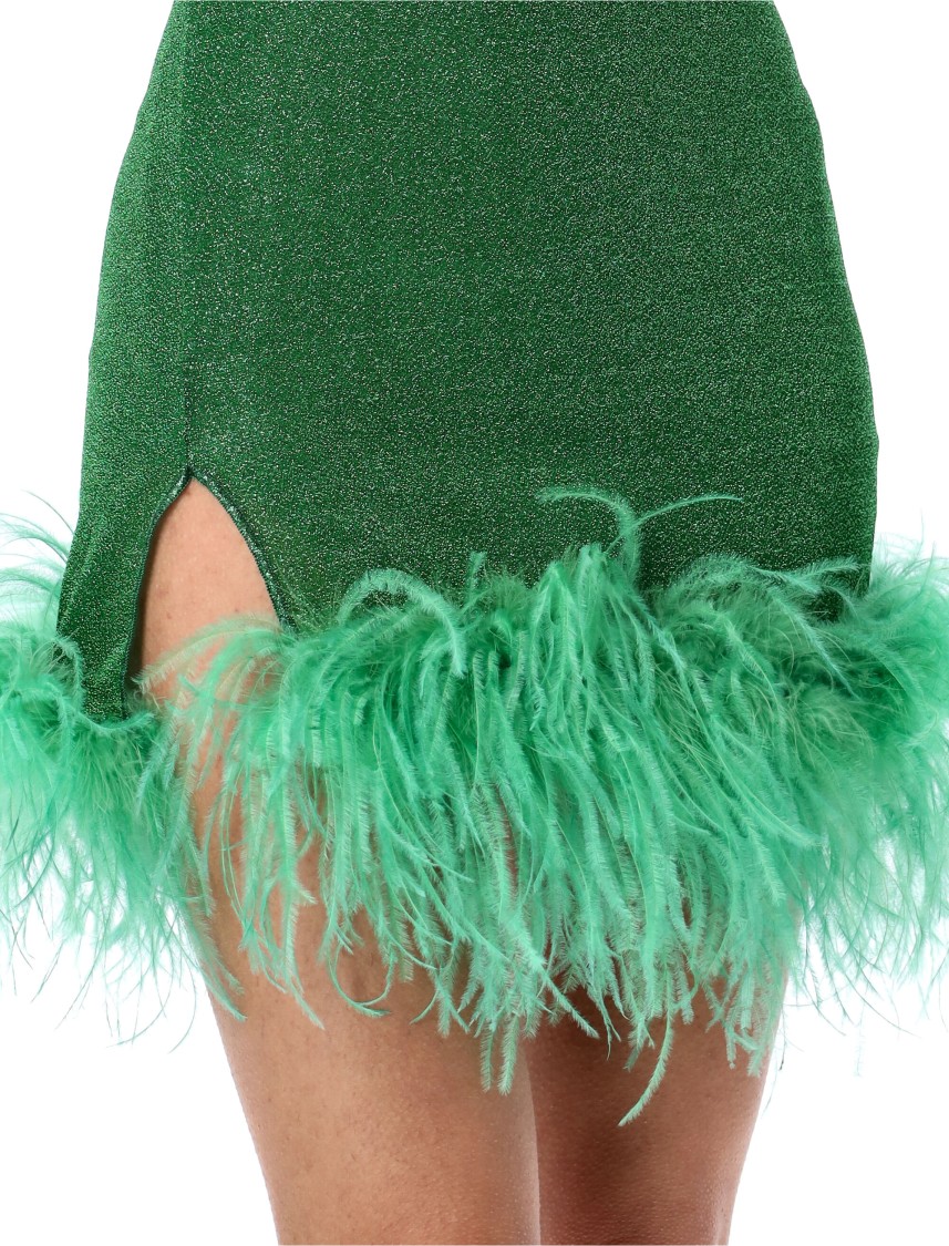 Shop Oseree Oséree Lumiere Plumage Mini Dress In Green