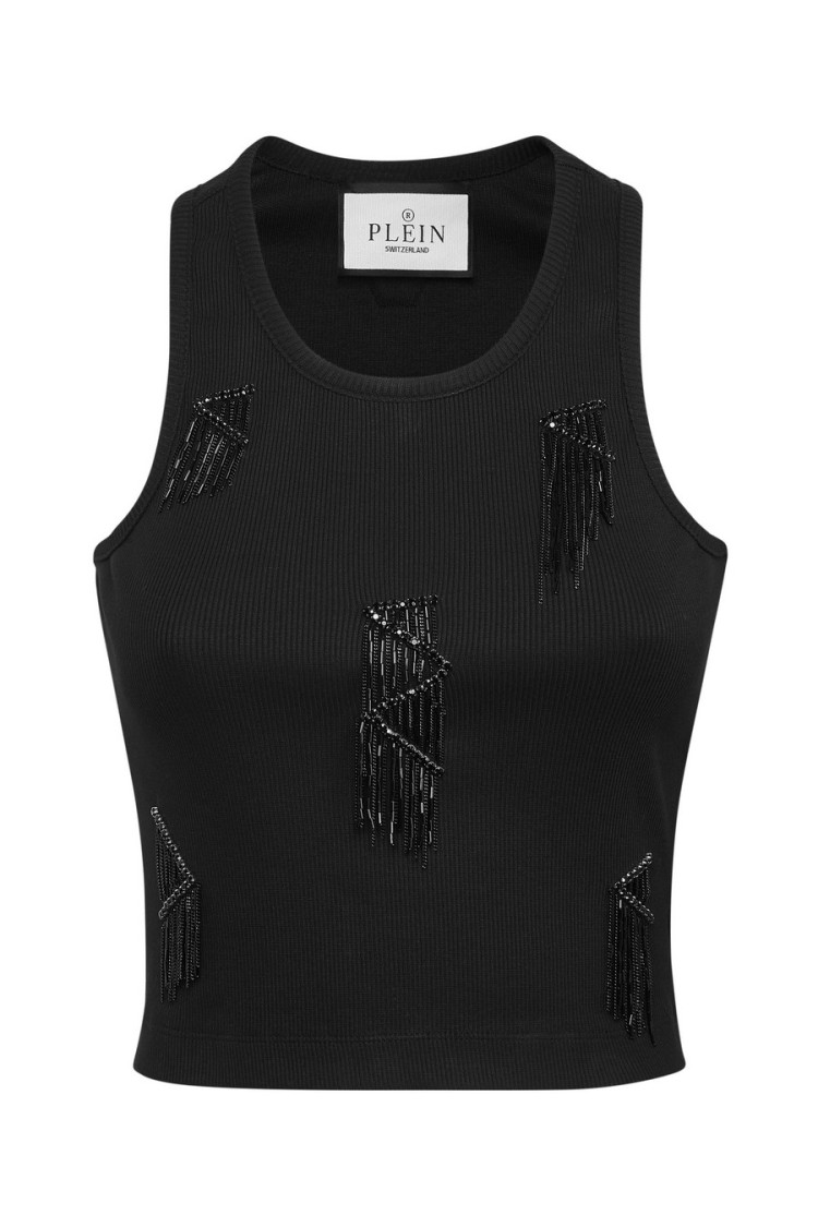 Philipp Plein Fringe-detail Ribbed Crop Top By