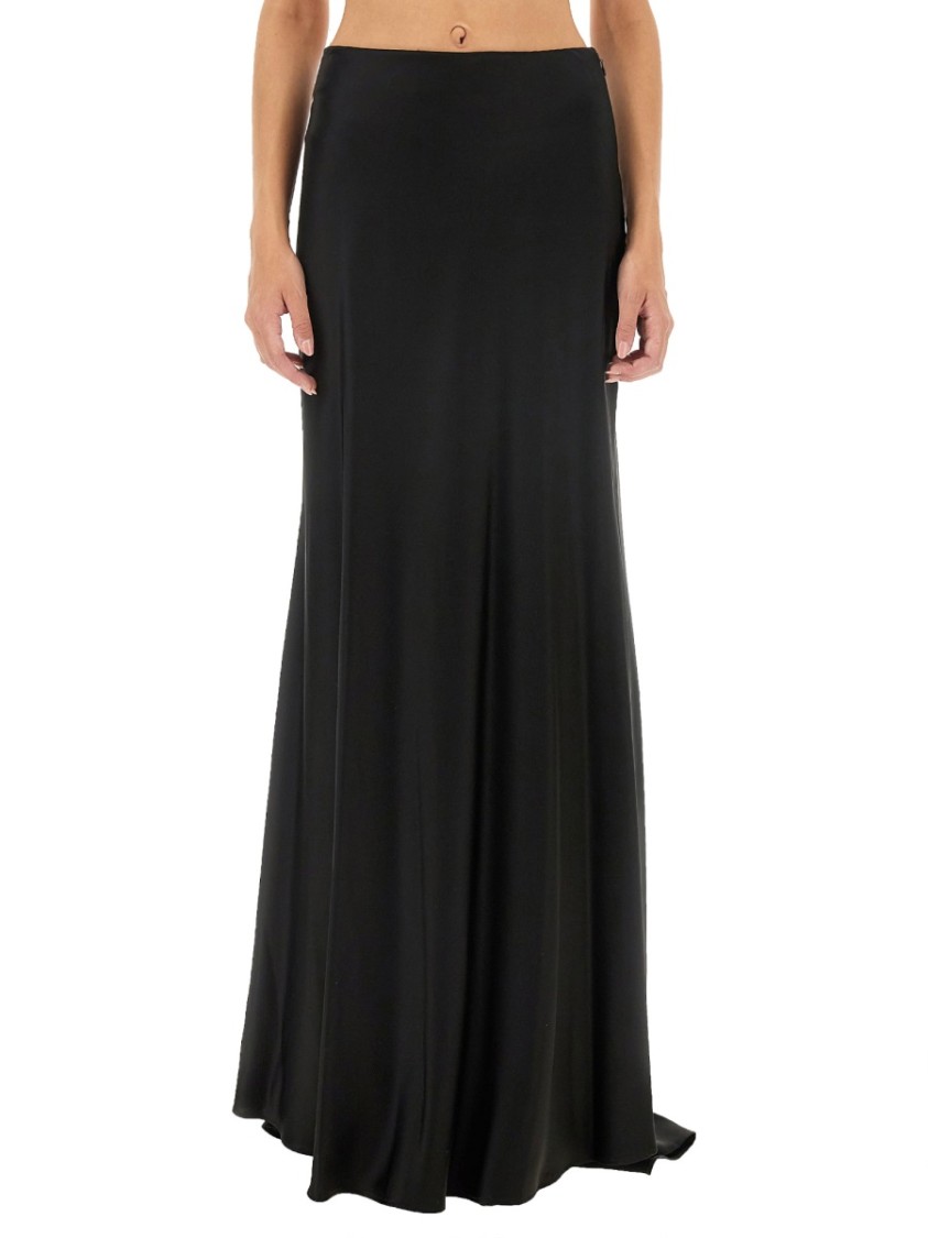 Shop Kiton Flowing Black Maxi Skirt With Smooth Finish