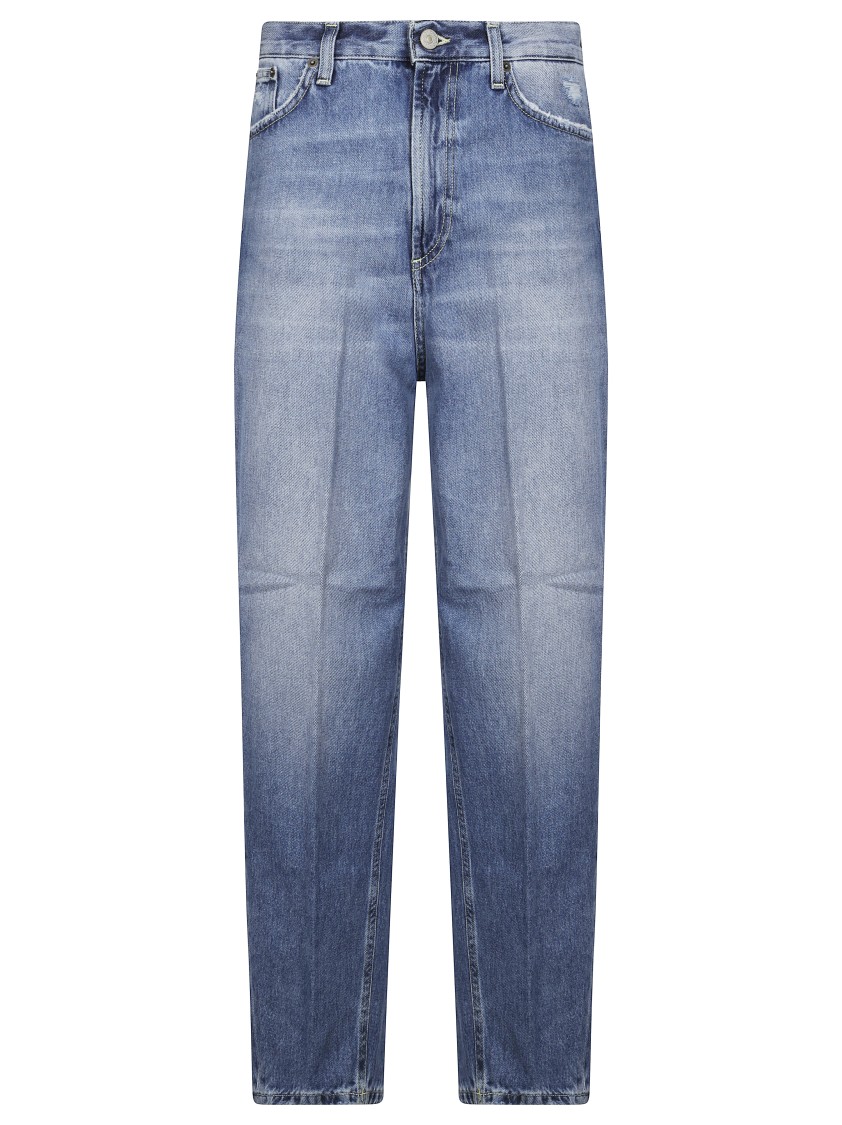 Dondup Bessie Belt Loops Faded Five-pocket Trousers In Blue
