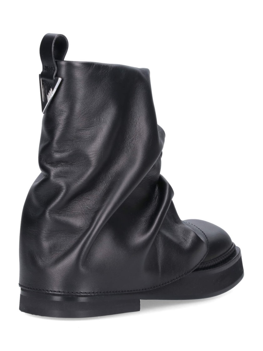Shop Attico The Mini Robin Combat Boots In Black Hammered Leather