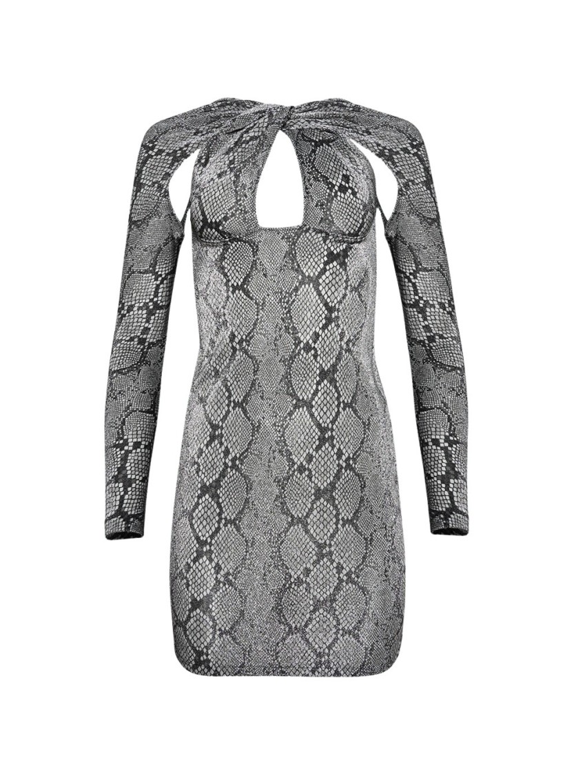 Coperni Twisted Cut-out Jersey Dress Snake Print In Black