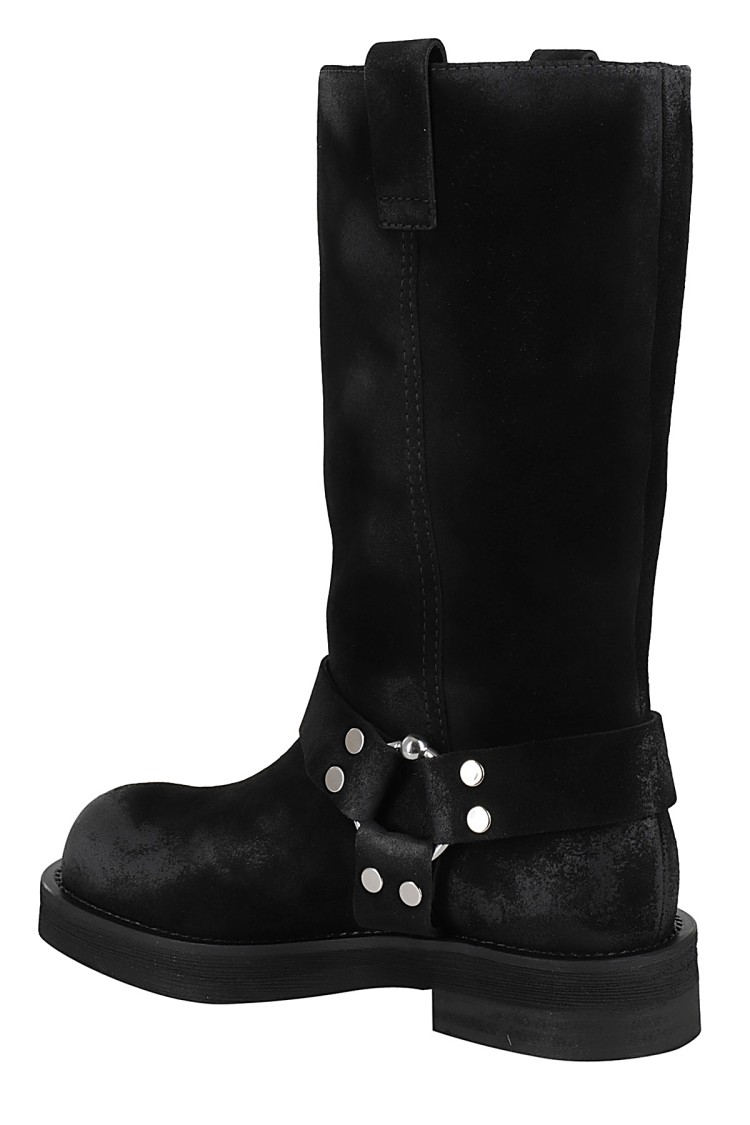 3juin Demi Boot With Vintage Effect And Metal Detail In Black