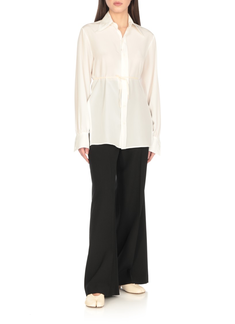 Shop Maison Margiela White Leather Tabi Slingback In Neutrals