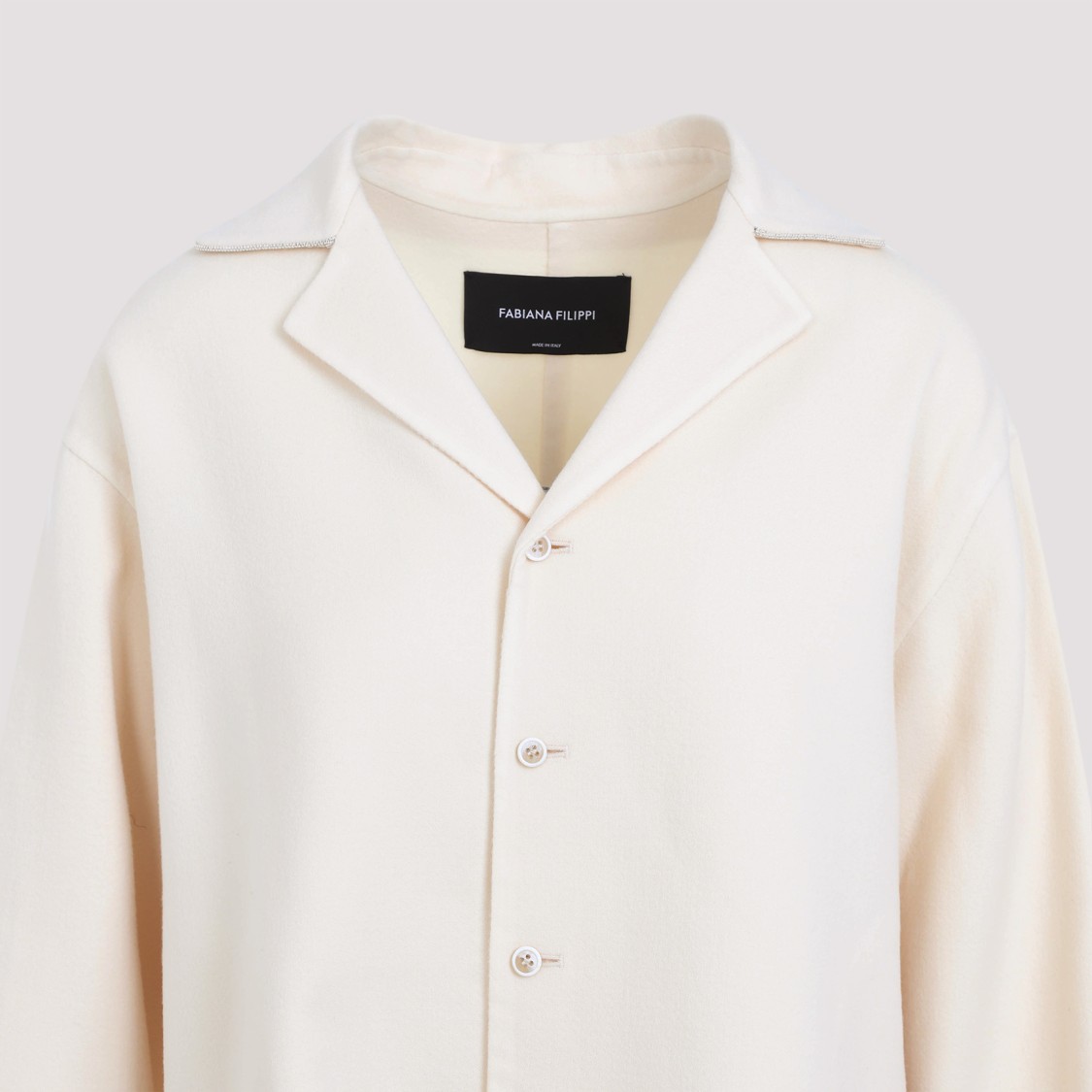 Shop Fabiana Filippi Cropped Light Beige Virgin Wool Jacket In Neutrals