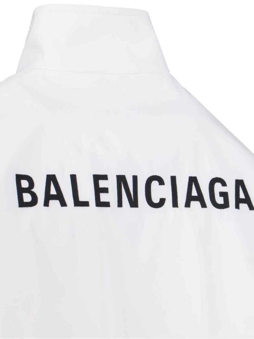 Balenciaga High Collar Zip Jacket With Bold Logo Detailing In White