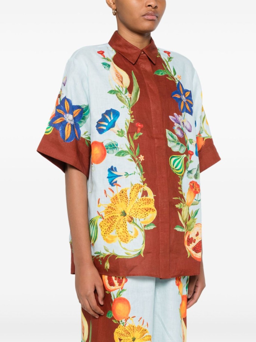 Shop Alemais Light Blue Floral Print Dahlia Shirt