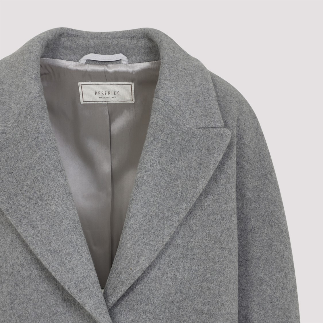 Peserico Mid-length Grey Coat With Notched Lapel In Gray