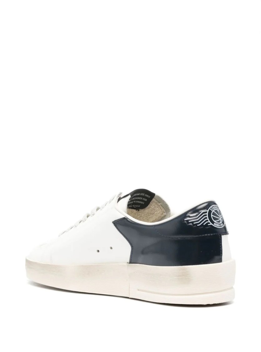 Golden Goose Stardan Sneakers With Ice-gray Suede Star And Glossy Black Leather Heel Tab In White