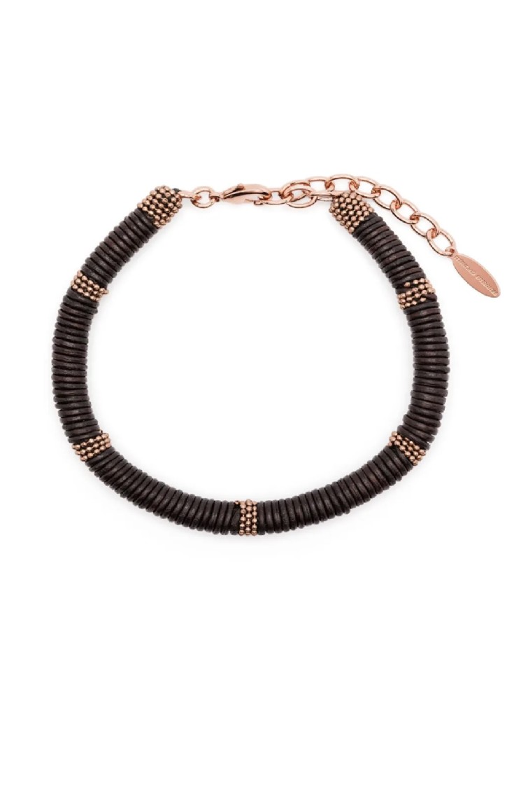 Brunello Cucinelli Black Bead Bracelet With Metallic Accents