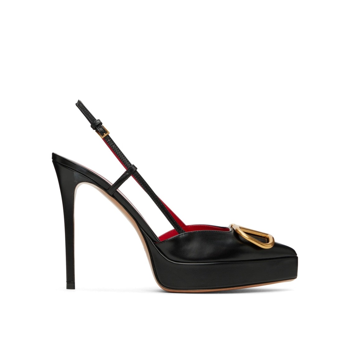Valentino Womens Black Vlogo 120 Pointed-toe Leather Slingback Courts