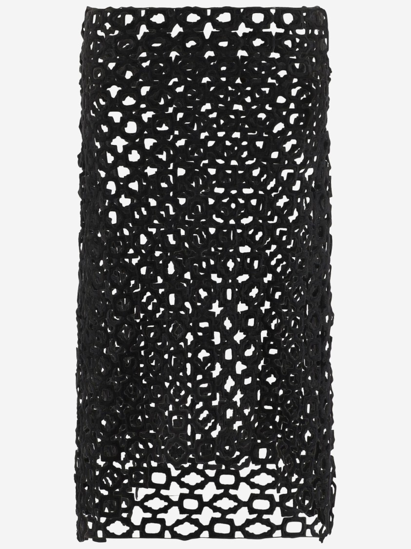 Niccolò Pasqualetti Cotton Skirt With Geometric Pattern In Black