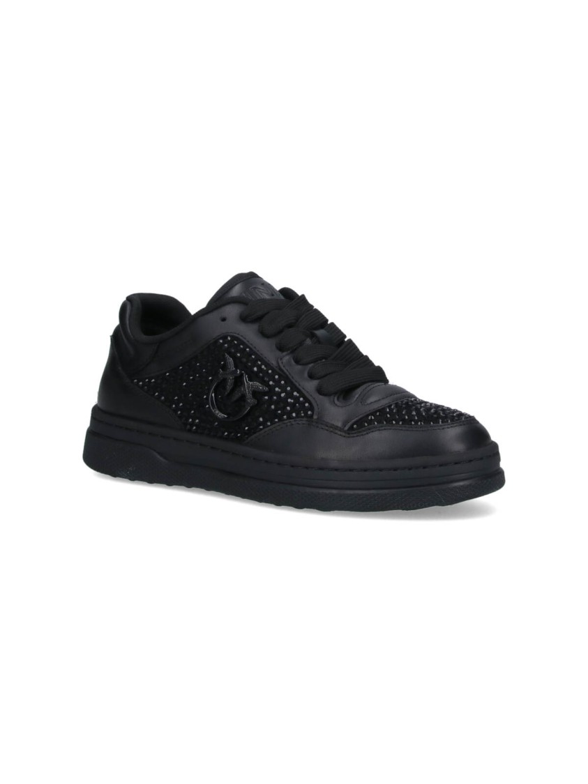 Shop Pinko "mandy" Sneakers With Strass – Black