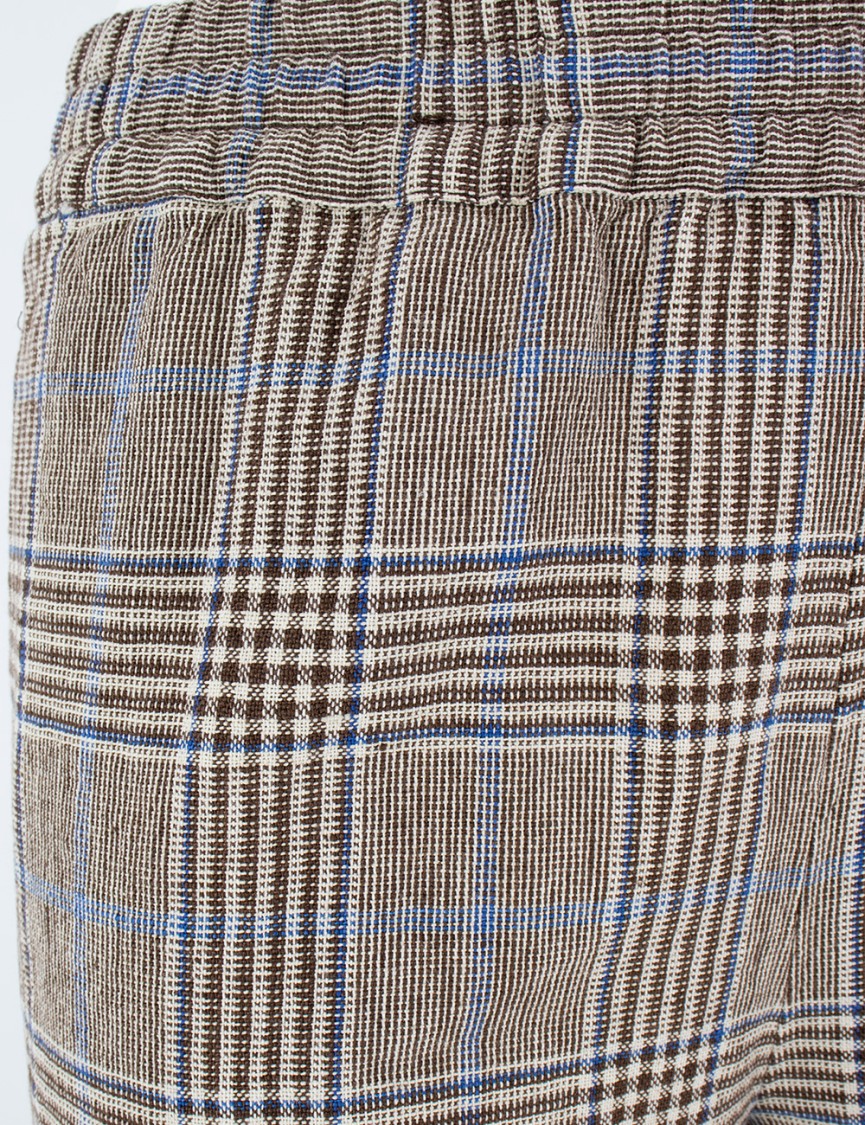 Aspesi Checkered Trousers With Canvas Weave In Brown
