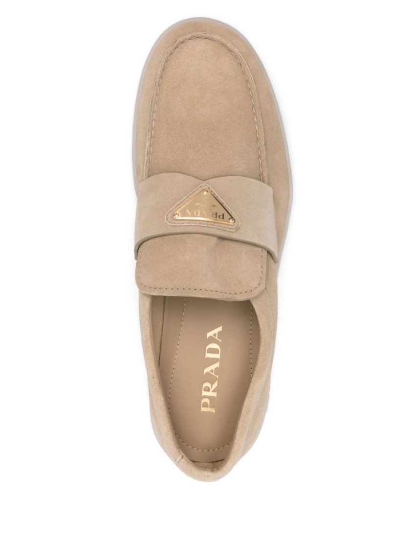 Prada Slip-on Sneakers With Soft Suede Upper In Neutrals