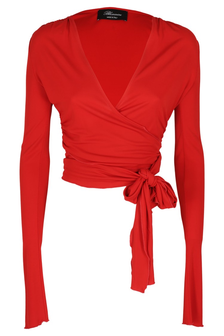 BLUMARINE BLUMARINE RED WRAP-STYLE TOP