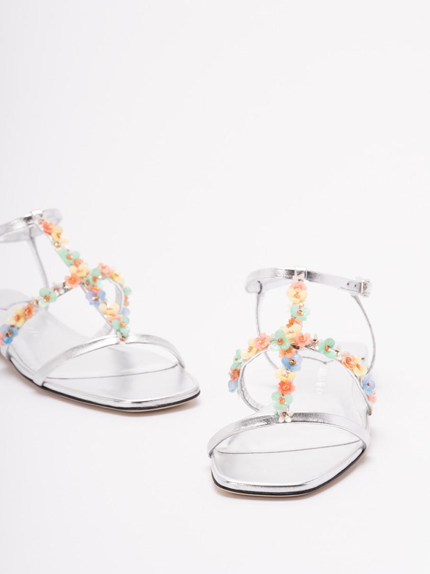 Jimmy Choo Daisy Sandals In Silver Nappa Leather In Multi
