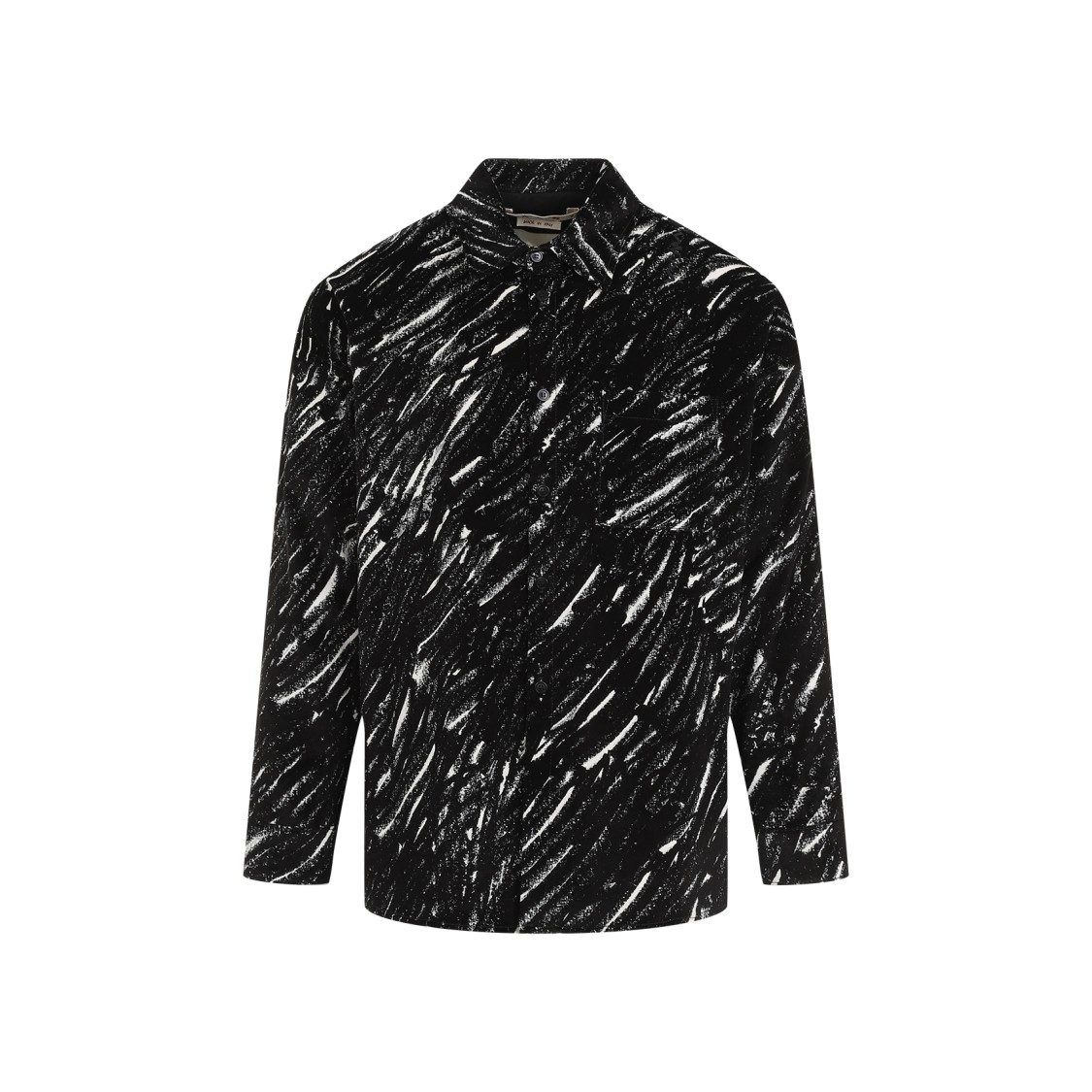 Marni Flocked Denim Oversized Shirt With Crayon Print In Black
