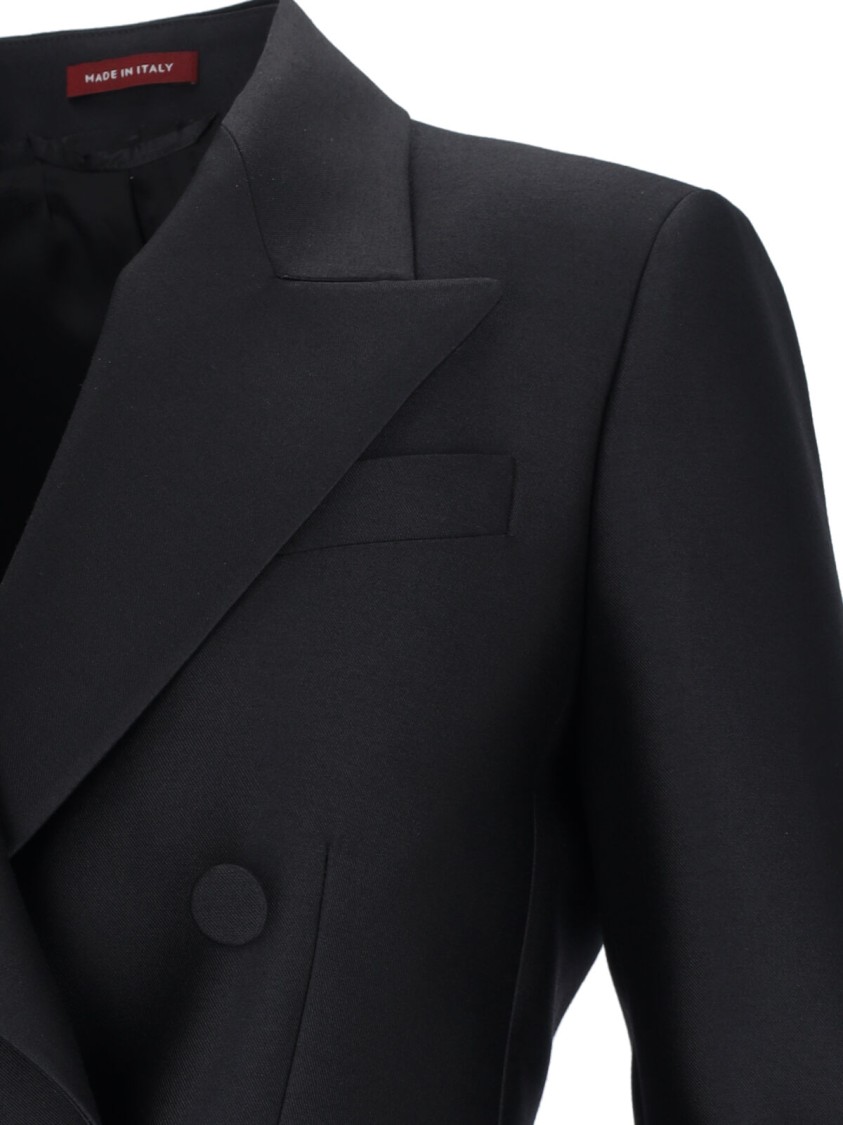 Gucci Double-breasted & Silk Blazer – Black In Black