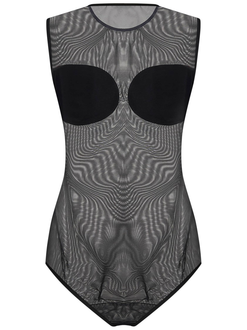 Nensi Dojaka Molded Cups Fitted Mesh Top In Black