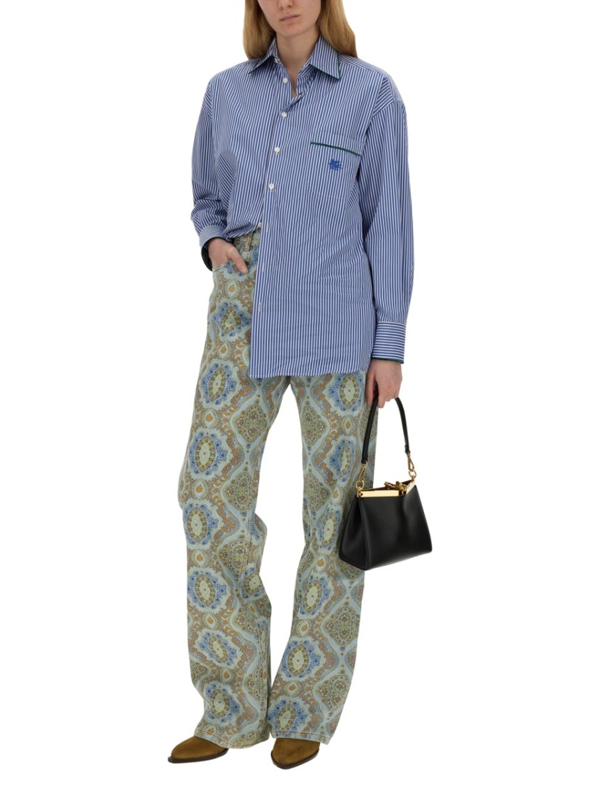 Etro Paisley-print High-waisted Wide-leg Jeans In Multicolor