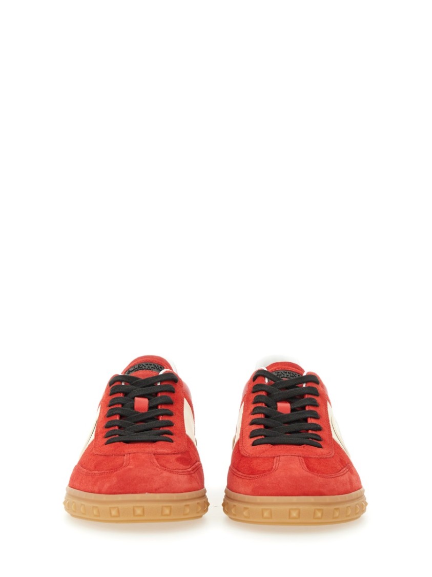 Valentino Garavani Upvillage Low Top Trainer In Split Leather And Calfskin Nappa Leather