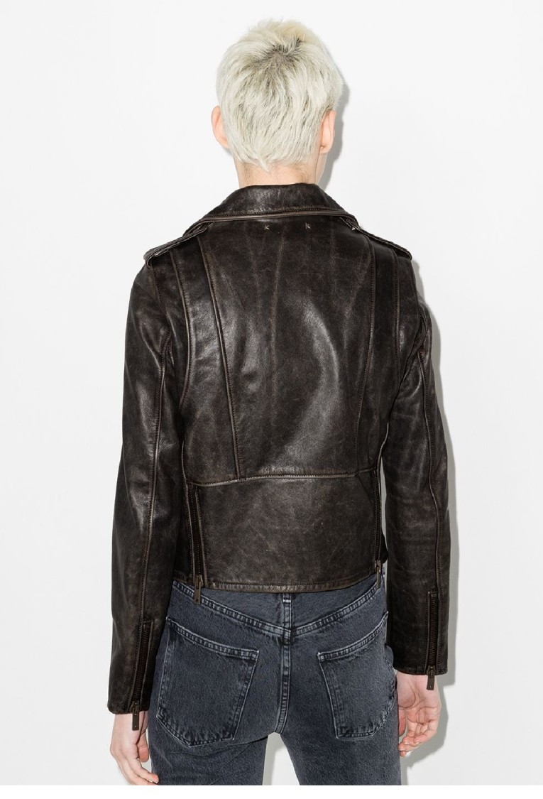 Golden Goose Leather Biker Jacket Clothing In Black