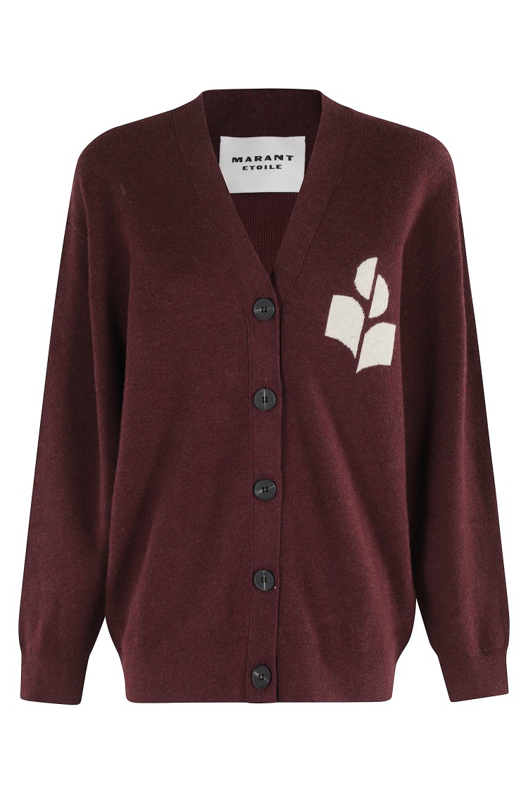 Isabel Marant Étoile V-neck Burgundy Cardigan With Center Button Closure In Burgundy