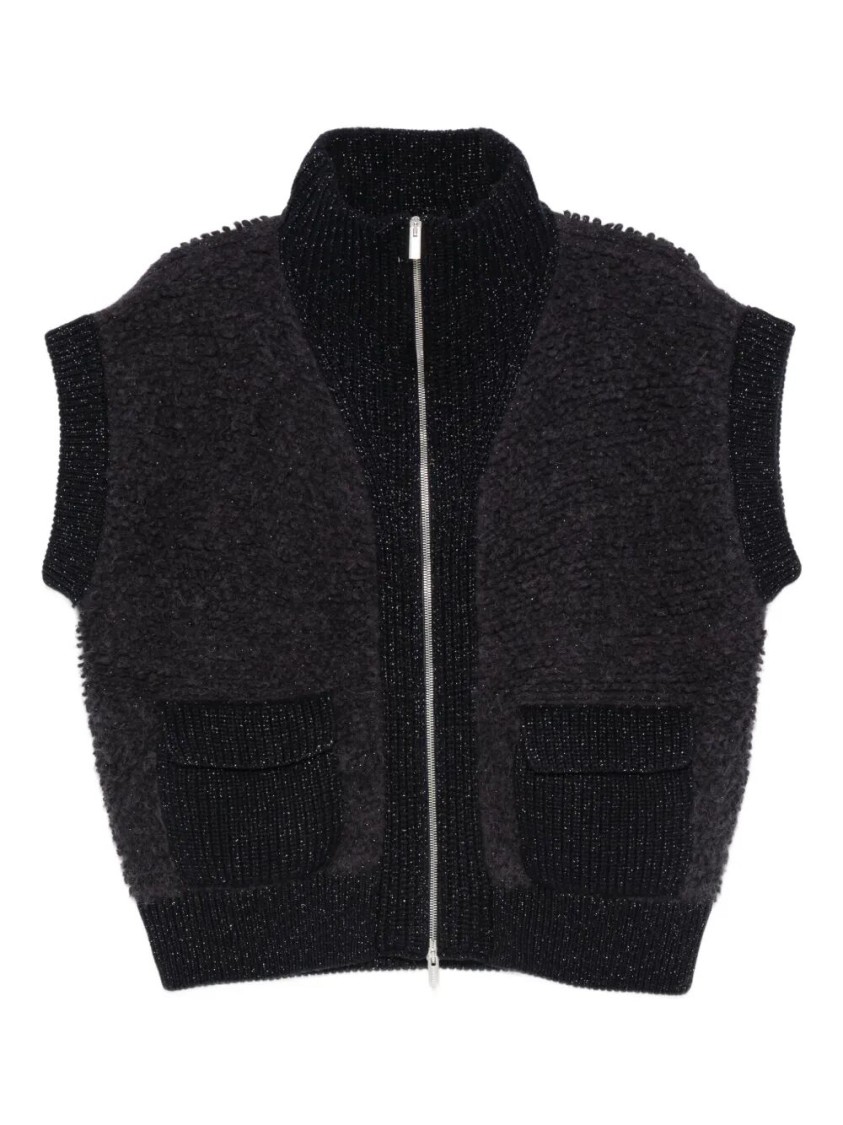 Peserico Textured Black Wool Vest