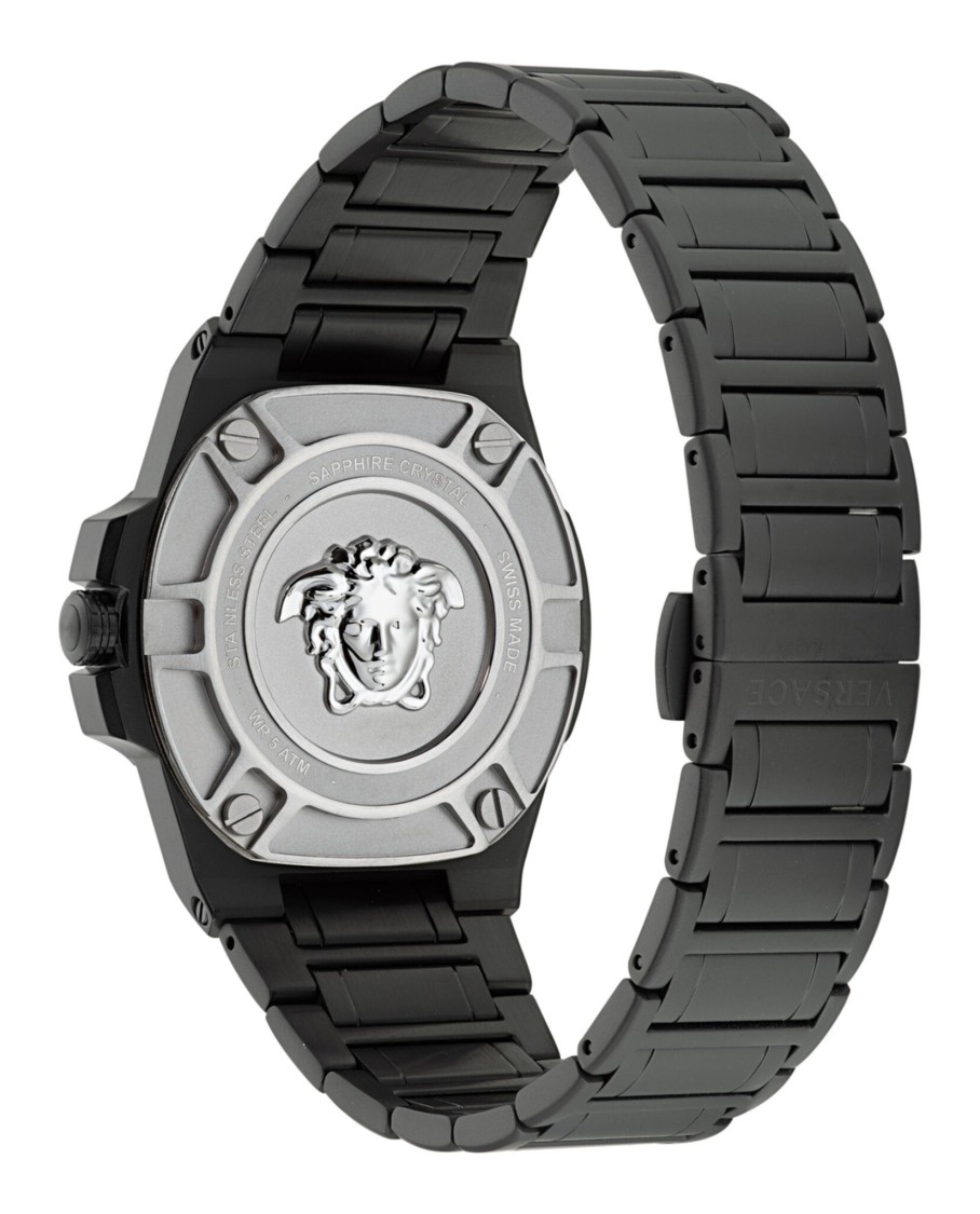 Versace Greca Reaction Bracelet Watch In Black