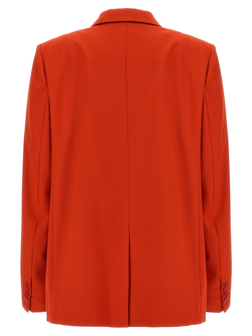 Stella Mccartney Double-breasted Wool Flannel Blazer With Peak Lapels In Red