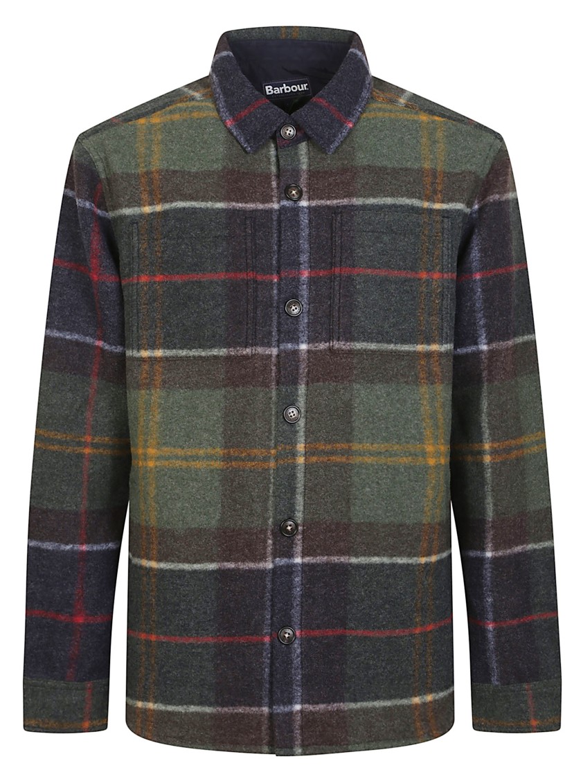 Barbour Tailored Check Tartan Overshirt With Buttoned Cuffs In Black