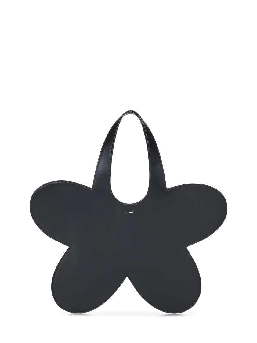 Shop Coperni Flower-shaped Black Calf Leather Tote Bag