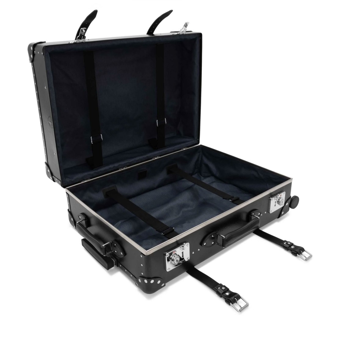 Globe-trotter Globe Trotter Centenary Large Check-in Suitcase With Leather Accents In Black
