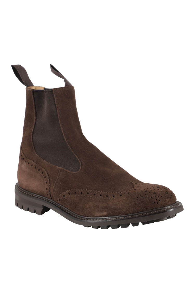 TRICKER'S TRICKER'S BROWN SUEDE ANKLE BOOT WITH ELASTIC SIDE PANELS