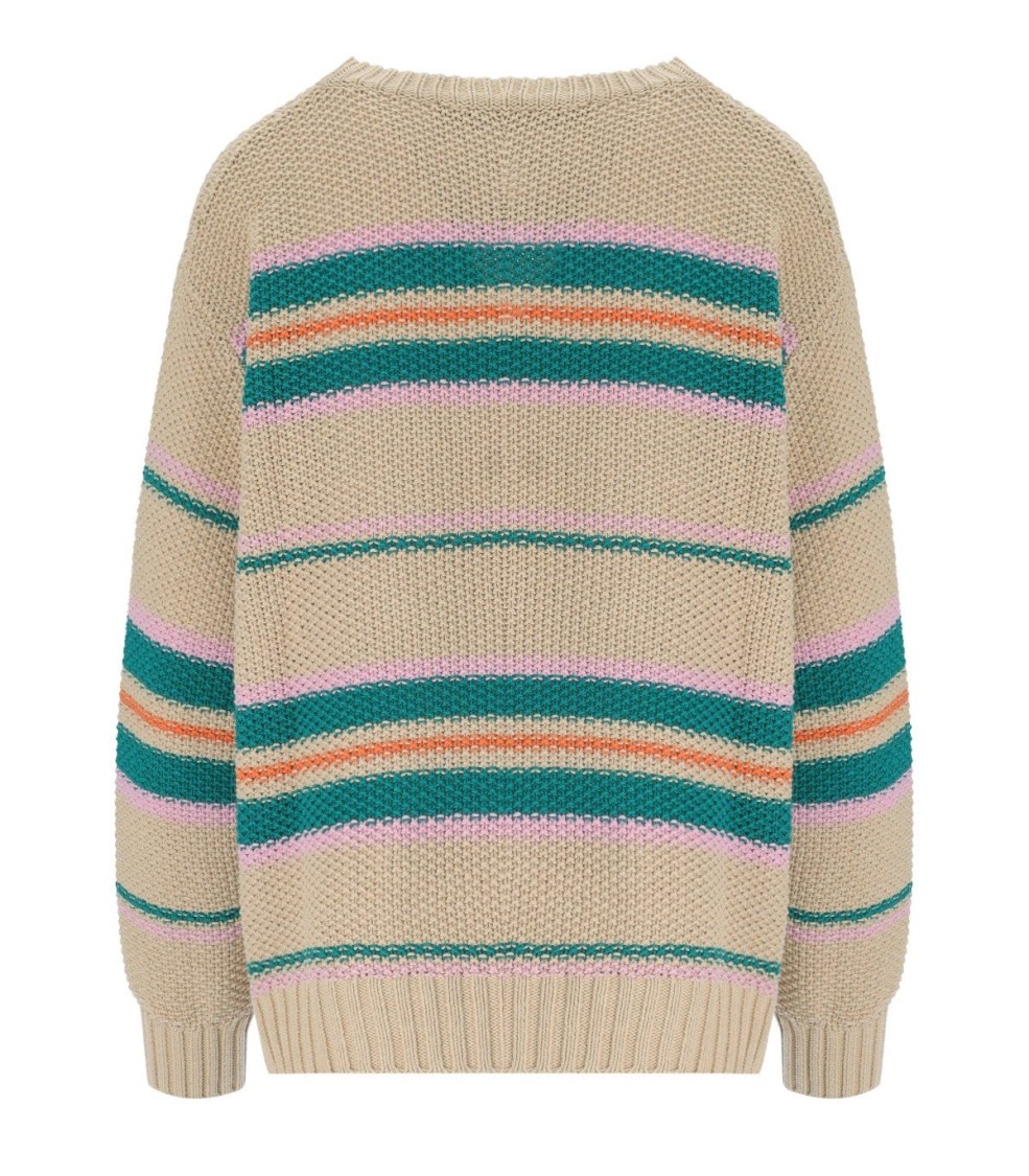 Max Mara Angus Beige Crewneck Sweater With Embroidery In Neutral