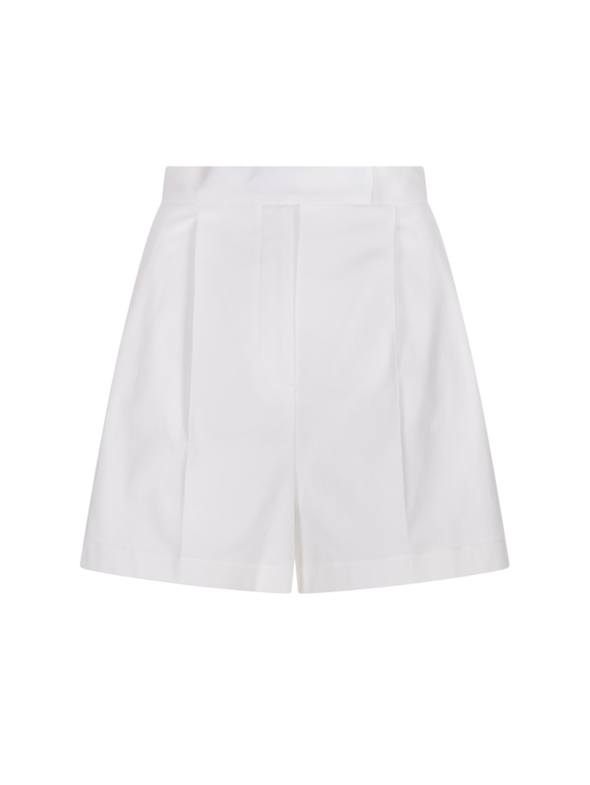 Max Mara High-waist Tailored Shorts With Pleated Front In White
