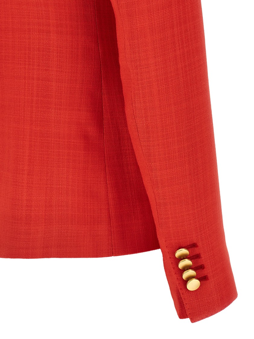 Tagliatore Double-breasted Blazer With Structured Shoulders In Red