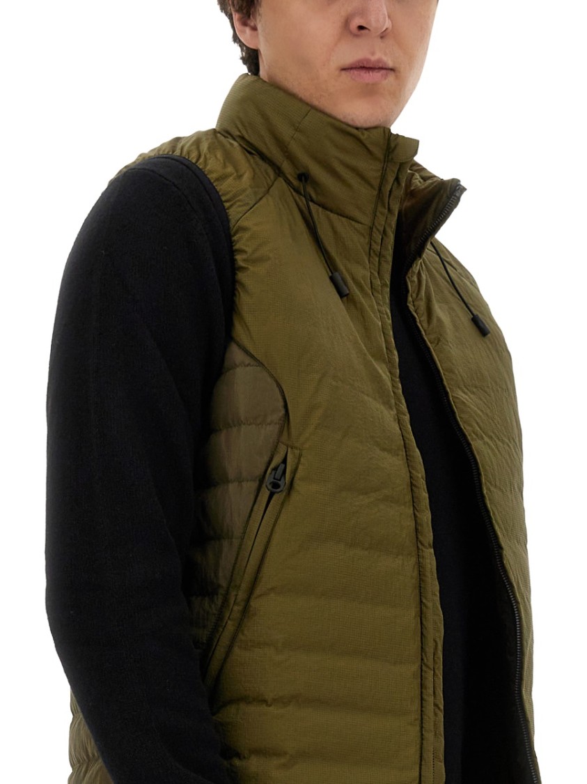 Jg1 Green Padded Vest With High Collar In Black